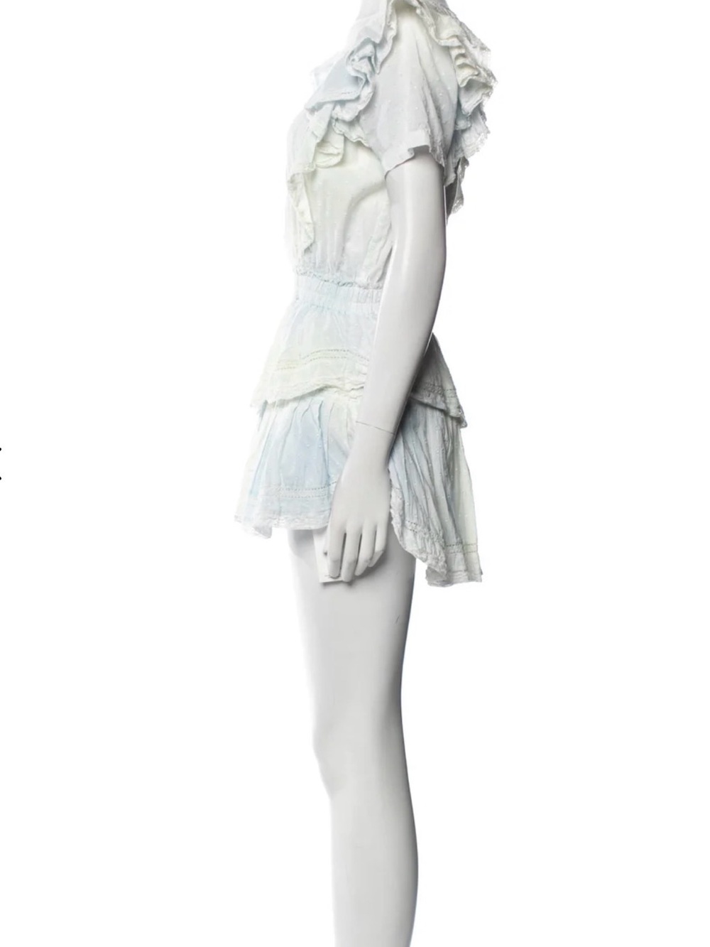 *Love shack fancy *Pastel Ruffle Tiered Mini Dress - White with Soft Pastel Hue - Picture 2 of 3